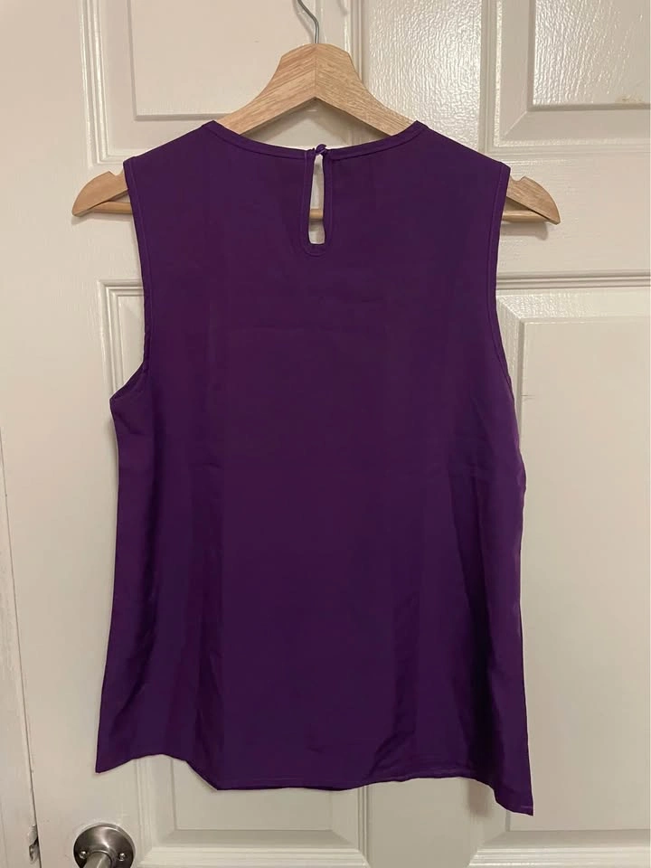 Purple Sleeveless Pleated Blouse Size S - photo 3