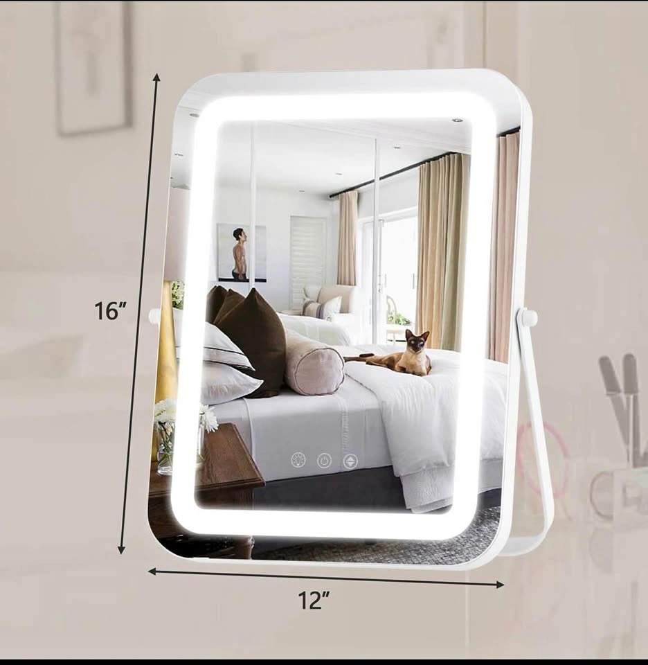 16x12" Vanity Makeup Mirror w/ 3 Color Dimmable Light - White, N