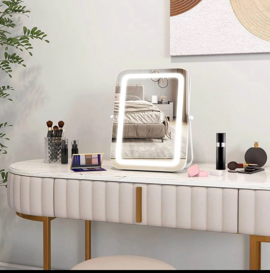 16x12" Vanity Makeup Mirror w/ 3 Color Dimmable Light - White, N - photo 2