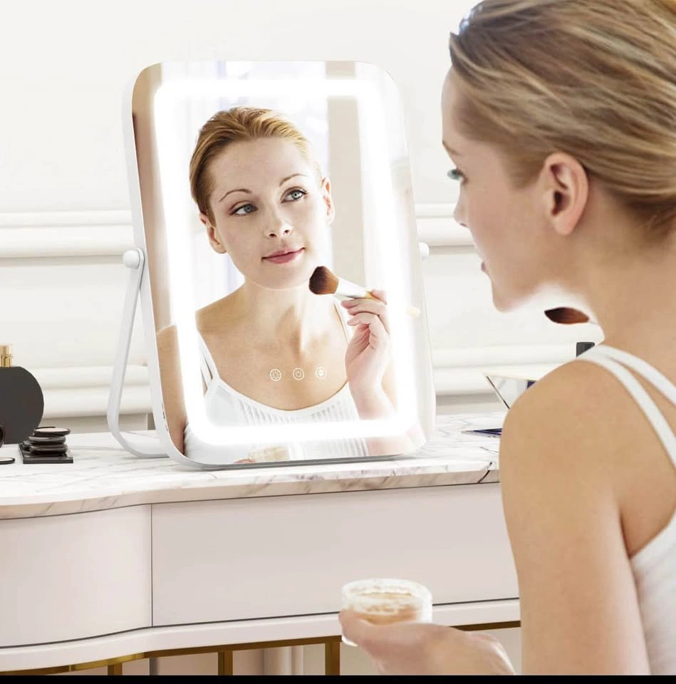 16x12" Vanity Makeup Mirror w/ 3 Color Dimmable Light - White, N - photo 5