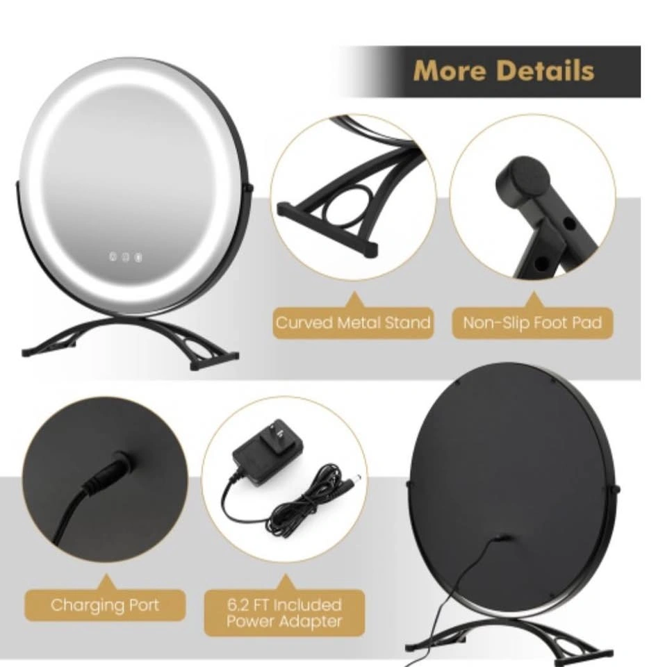 16" Round Makeup Vanity Mirror with 3 Color Lights - photo 4