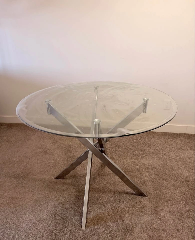 Round Glass Dining Table (Chrome) - photo 2