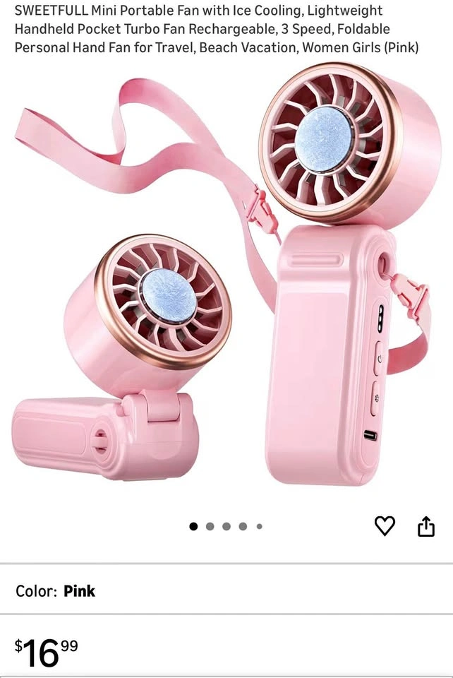 (New) Mini Portable Fan with Ice Cooling (Pink)