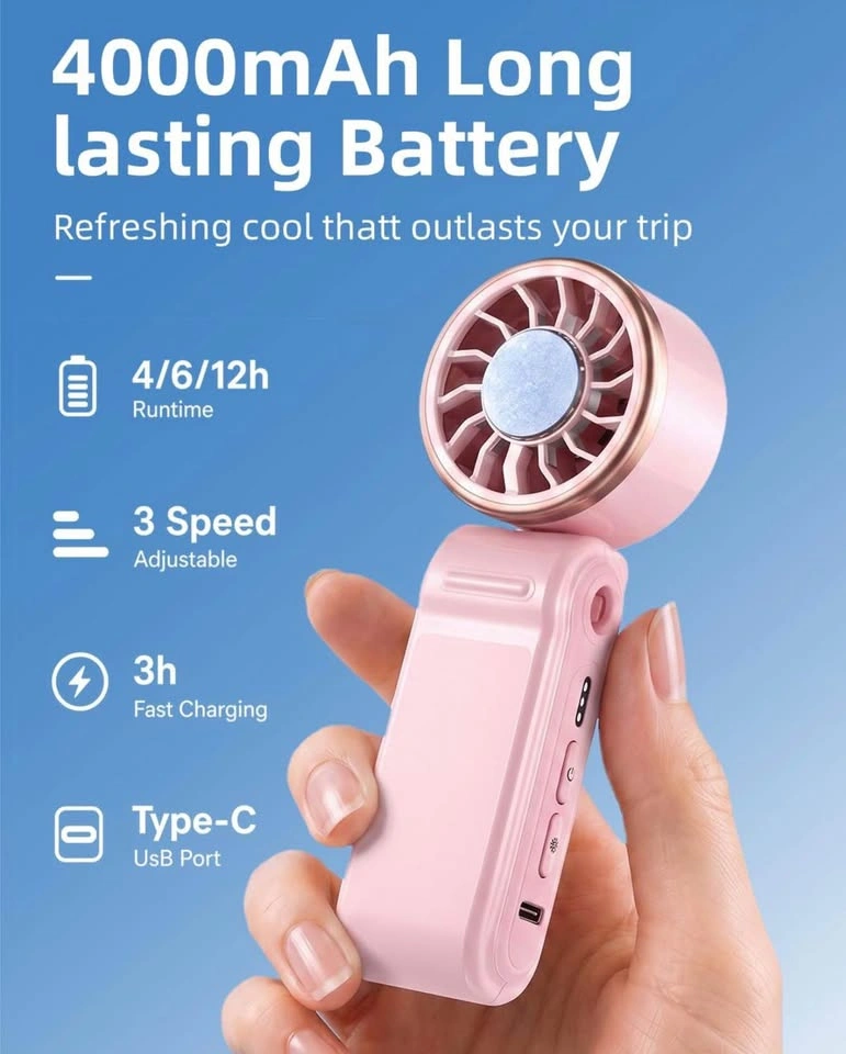 (New) Mini Portable Fan with Ice Cooling (Pink) - photo 4