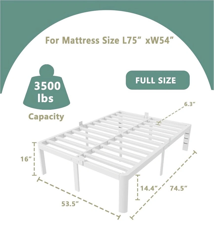 16 Inch White Full Size Bed Frame - photo 3