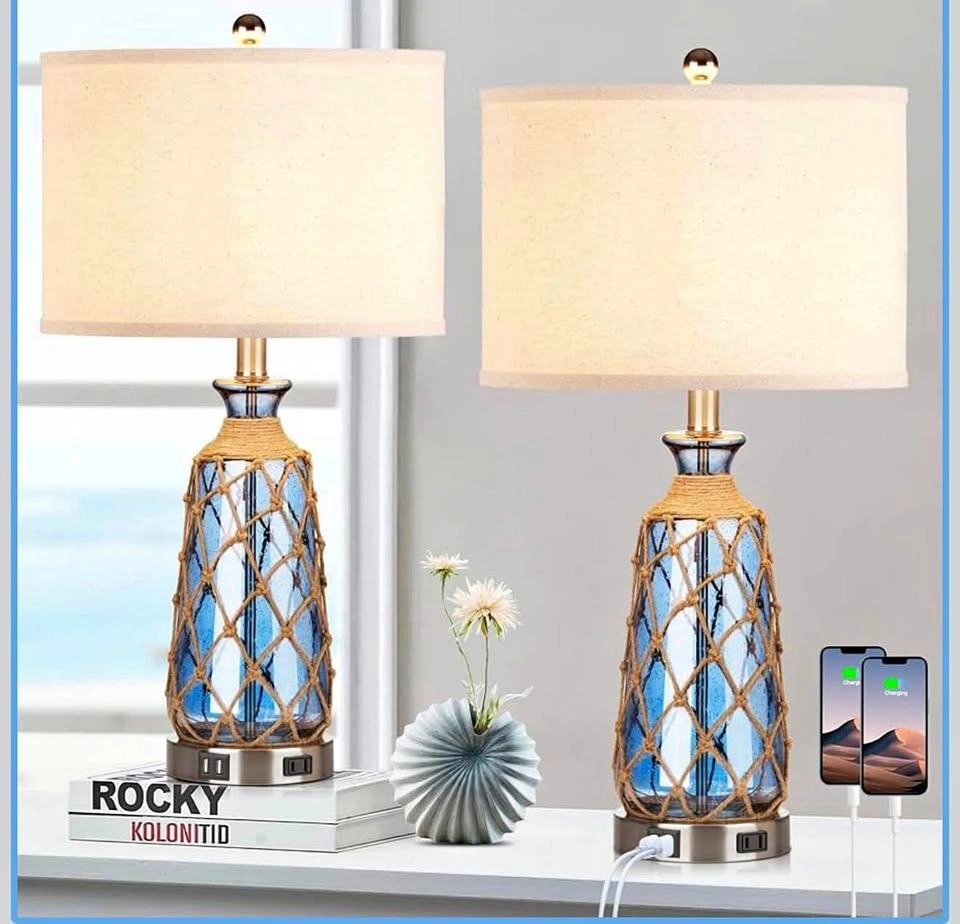 Glass Table Lamps Set of 2