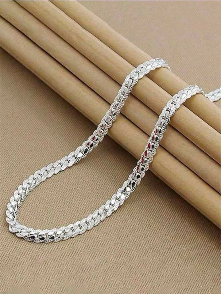 S925 Sterling Silver Flat Chain Necklace - photo 2