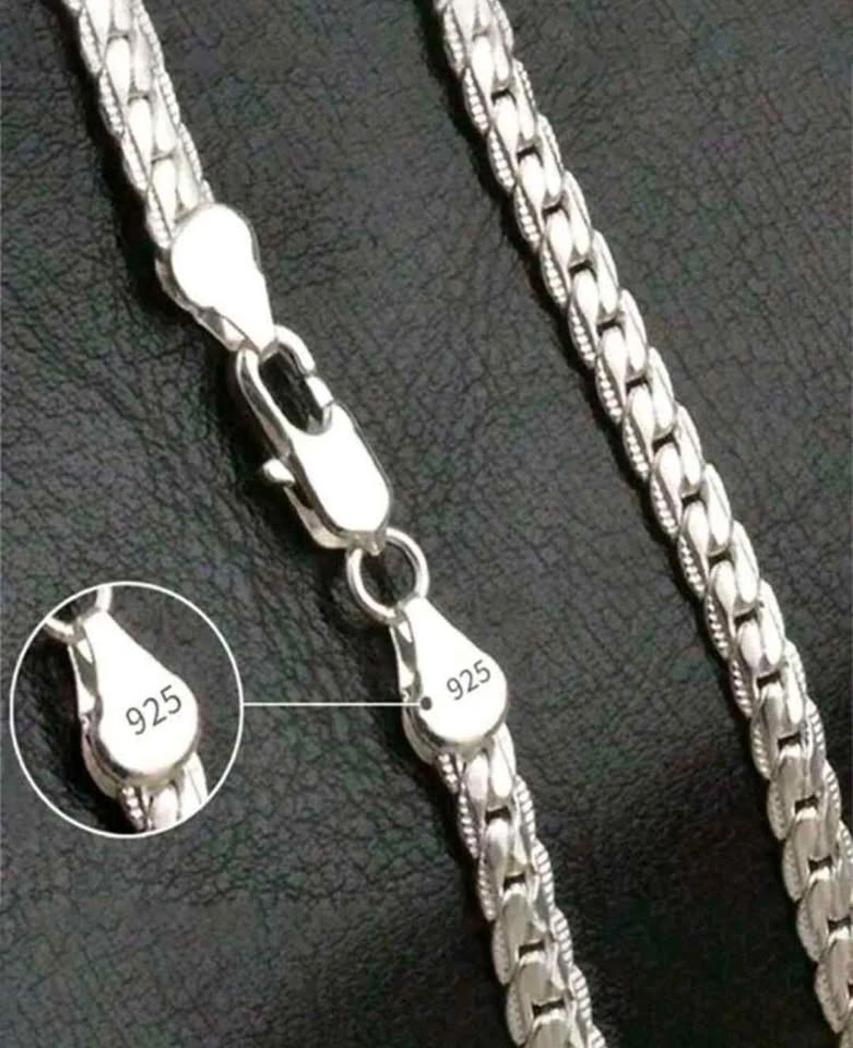 S925 Sterling Silver Flat Chain Necklace - photo 3