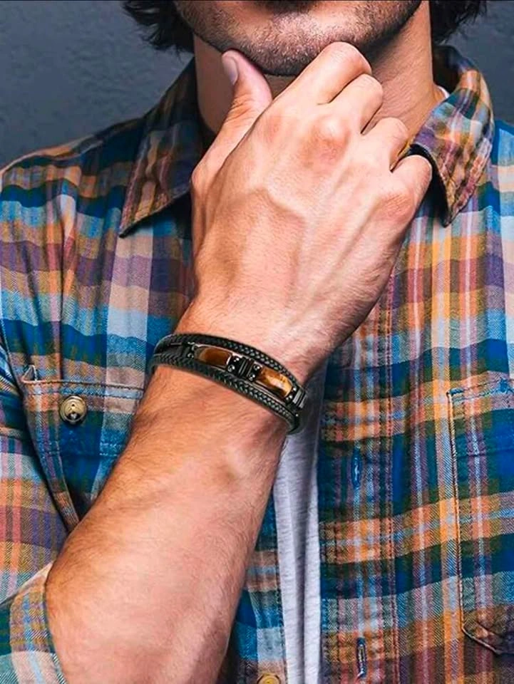 Black Braided Multi-Strand Tiger Eye Bracelet - photo 5