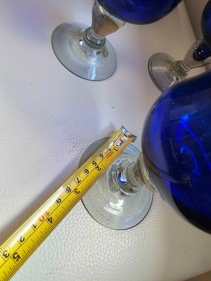 Set of 4 blue glass goblets - photo 5