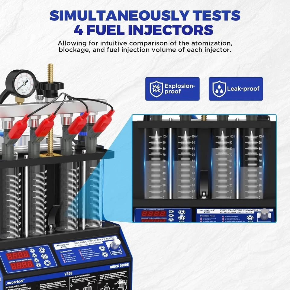 Mrcartool V308 4-Cylinder Fuel Injector Cleaner & Tester - Cash - photo 5