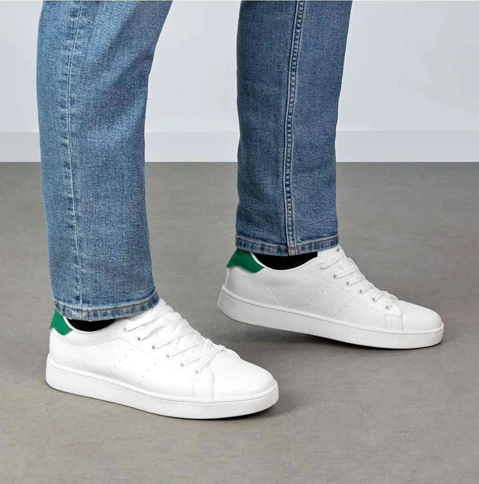 Bruno White Sneakers with Green Accent