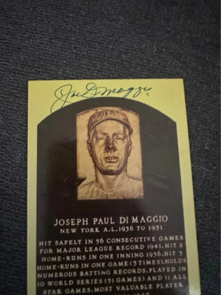 Joe Dimaggio Signed Hall of Fame Plaque Card - photo 2
