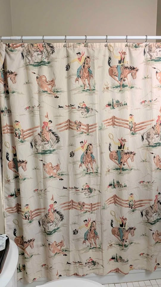 Vintage 1960s Western Cowboy Shower Curtain - photo 2