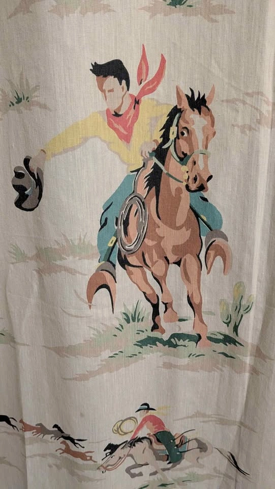 Vintage 1960s Western Cowboy Shower Curtain - photo 3