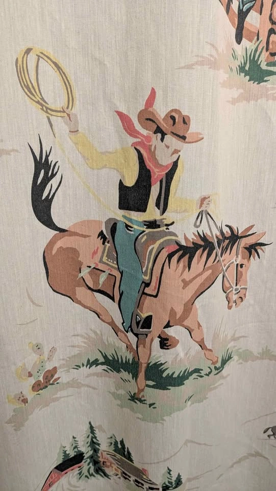 Vintage 1960s Western Cowboy Shower Curtain - photo 4