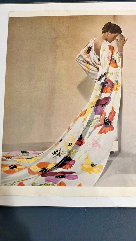 Vintage 1938 Vogue Floral Fashion Print