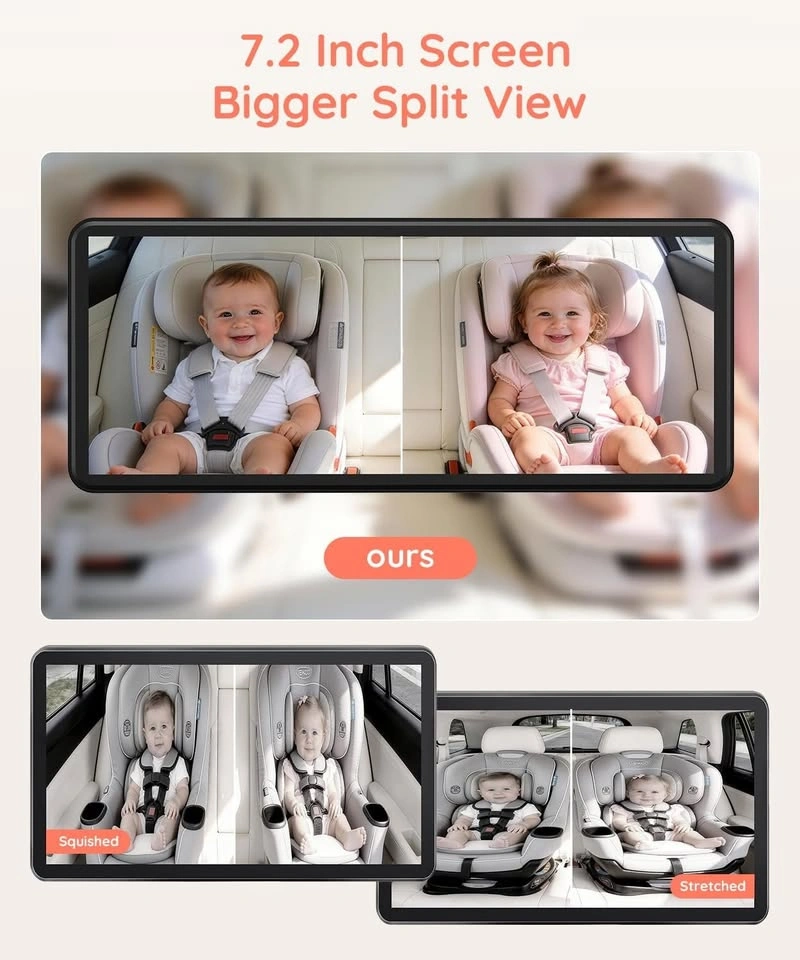 Babyvue Dual Baby Car Camera Monitor (7.2" Split Screen) - Cash - photo 2