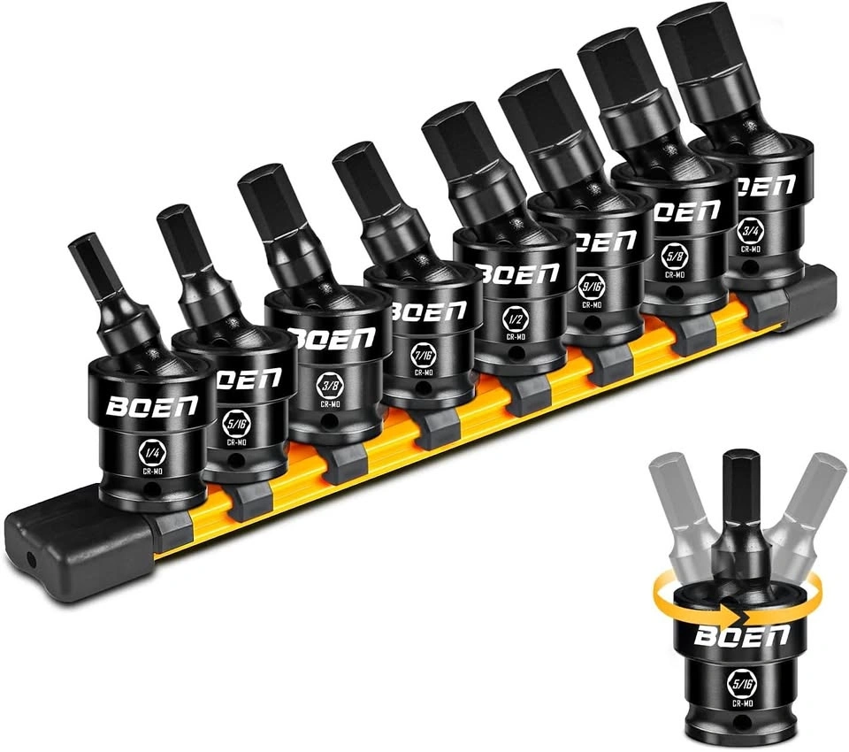 BOEN 8-Piece Hex Bit Impact Socket Set - Cash Only