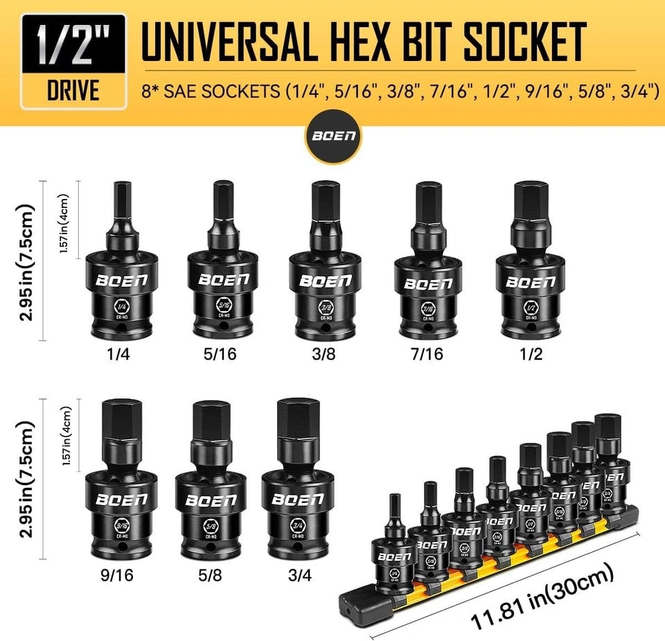 BOEN 8-Piece Hex Bit Impact Socket Set - Cash Only - photo 2