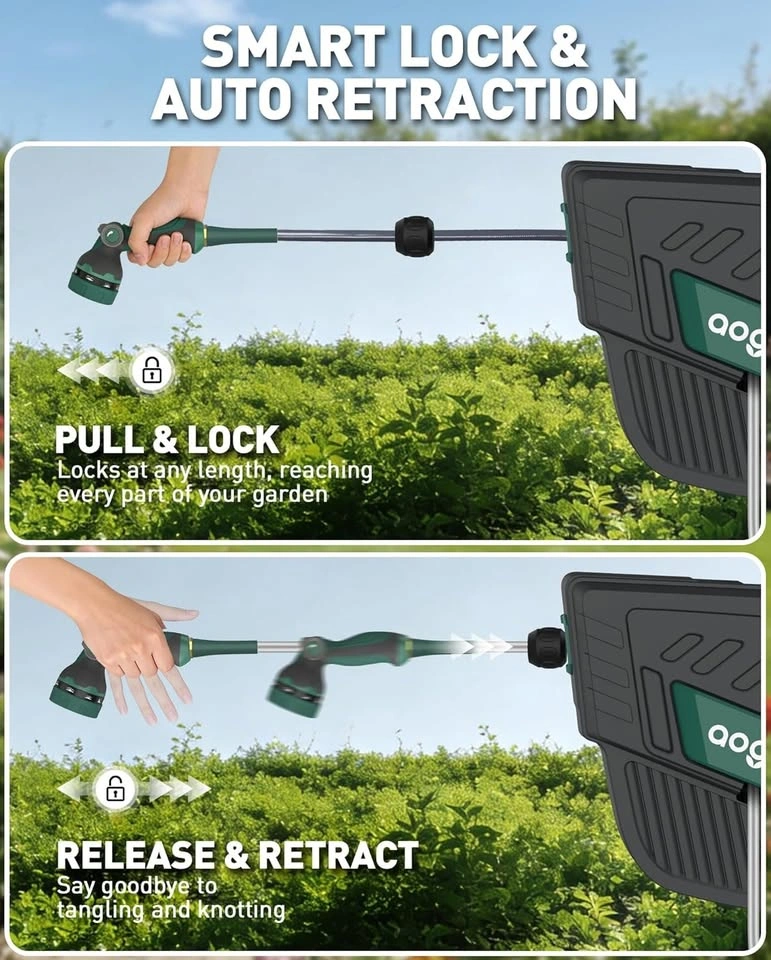 Retractable 100FT Garden Hose Reel with Auto Rewind & Swivel - C - photo 2
