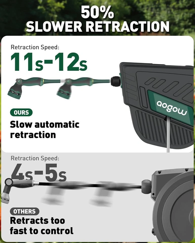 Retractable 100FT Garden Hose Reel with Auto Rewind & Swivel - C - photo 3