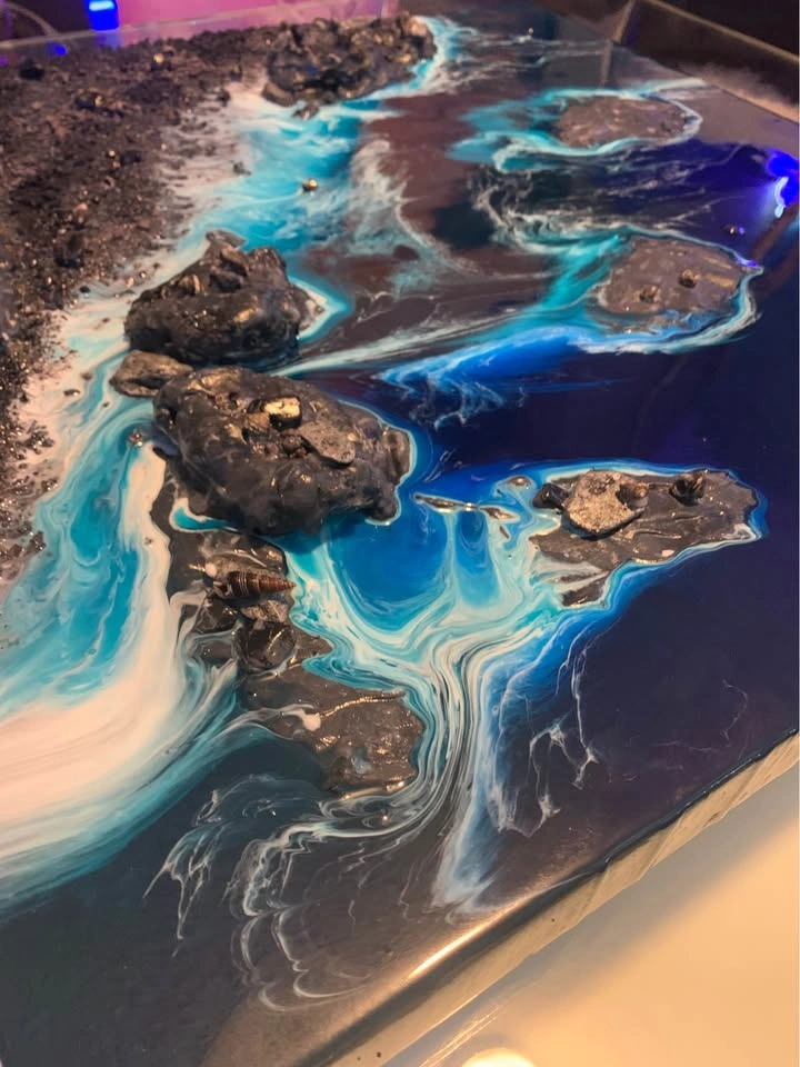 🌊 Handcrafted Resin Ocean Wall Art – Volcanic Shoreline Series 🌊 - photo 2