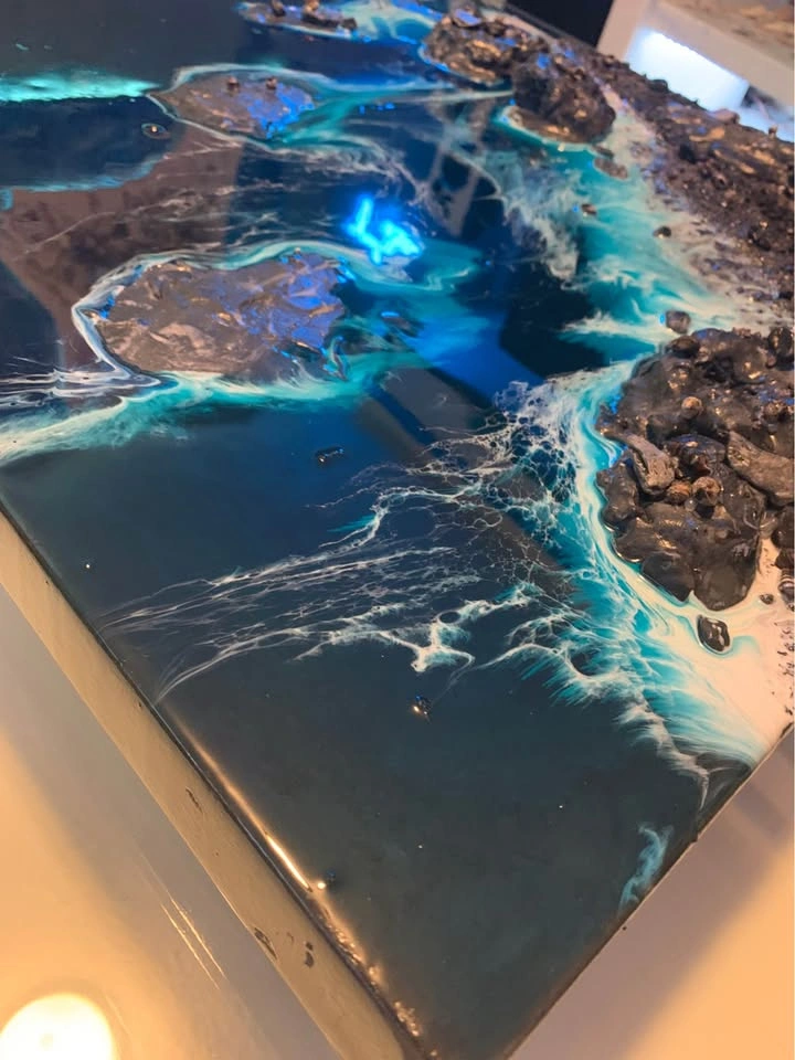 🌊 Handcrafted Resin Ocean Wall Art – Volcanic Shoreline Series 🌊 - photo 3