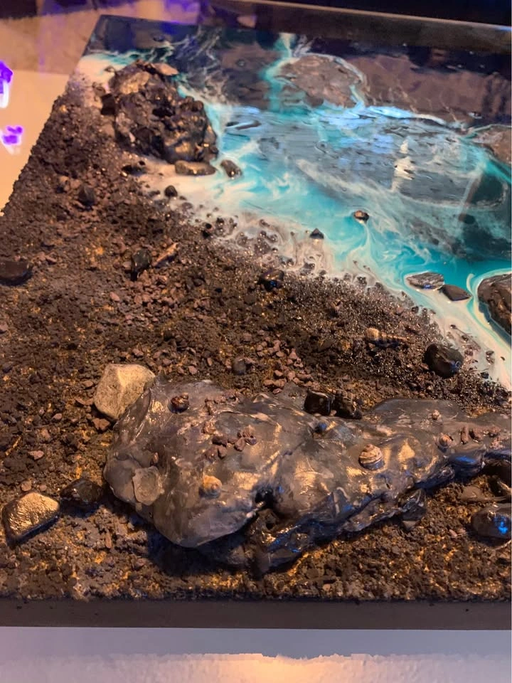 🌊 Handcrafted Resin Ocean Wall Art – Volcanic Shoreline Series 🌊 - photo 4