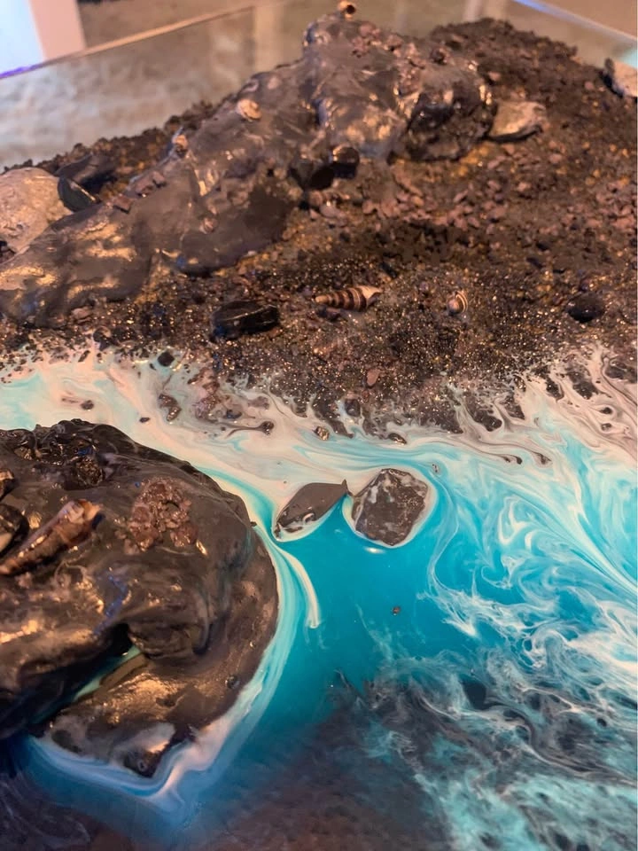 🌊 Handcrafted Resin Ocean Wall Art – Volcanic Shoreline Series 🌊 - photo 5