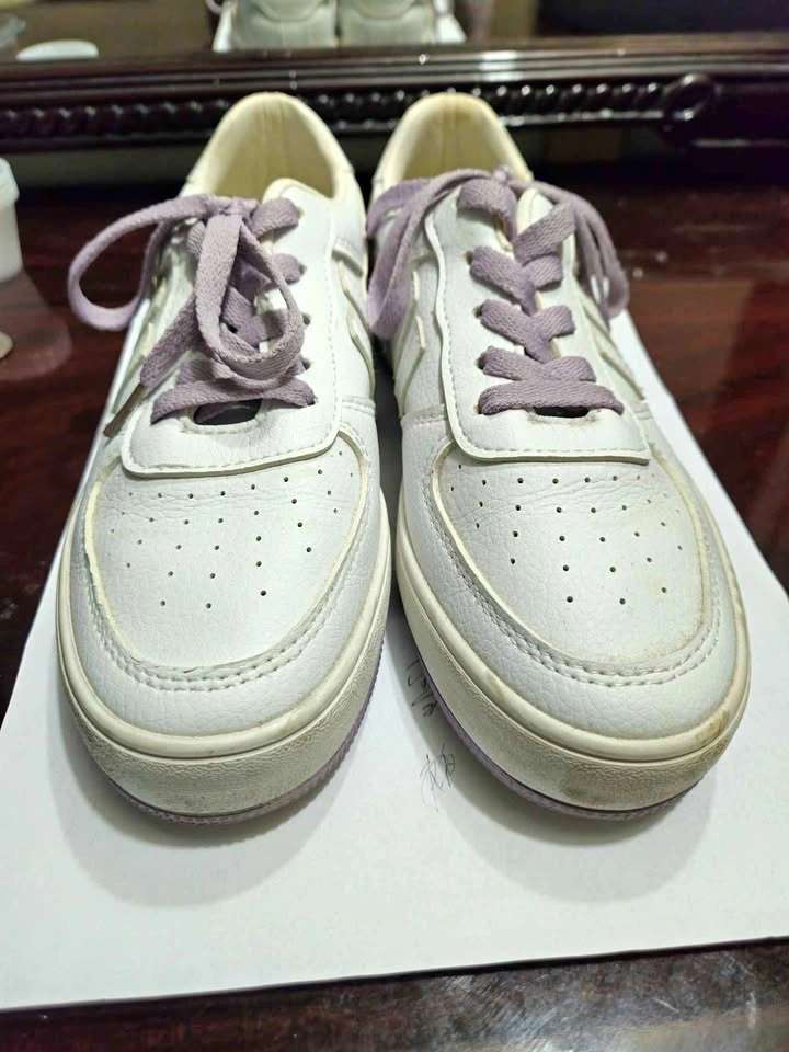 Faux Leather White Sneakers