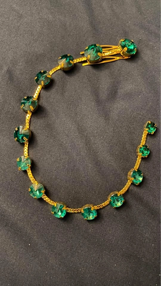Elegant Green Gold Hair Accessory for Brides Wedding