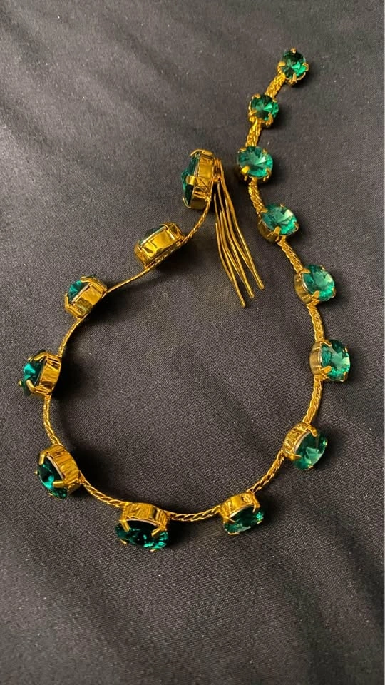 Elegant Green Gold Hair Accessory for Brides Wedding - photo 2