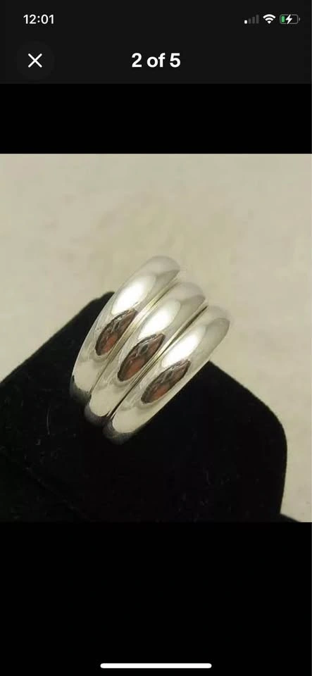 Size 6.5 Sterling Silver Triple Band Ring - photo 2