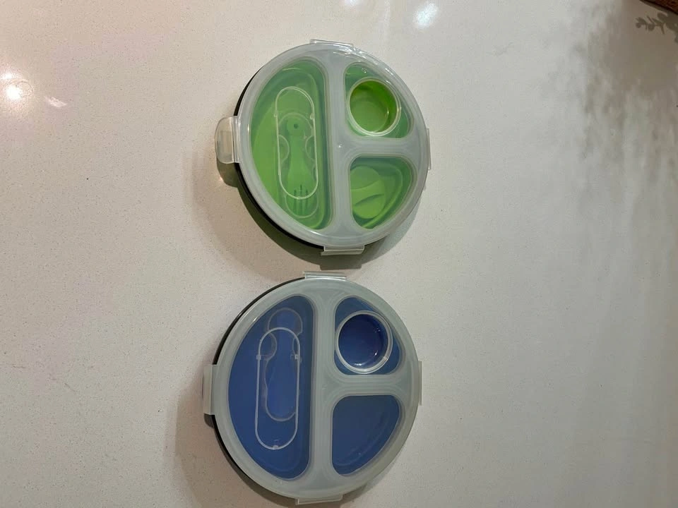 Collapsible Silicone Bento Lunch Containers with Sporks