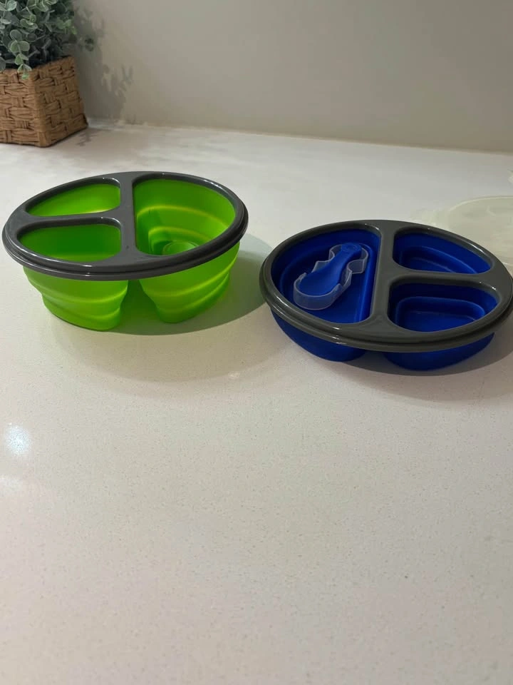 Collapsible Silicone Bento Lunch Containers with Sporks - photo 4