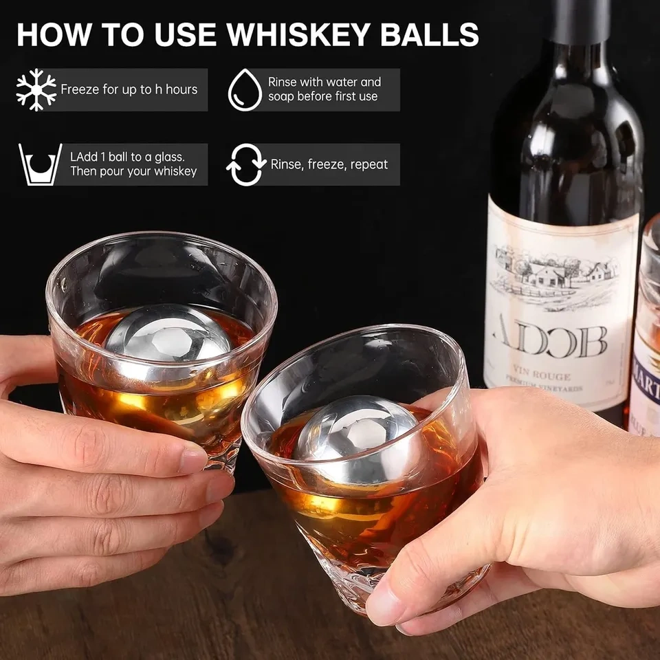 Ice Sphere, 2pk Large Stainless Steel ice ball Gifts for Men - photo 2