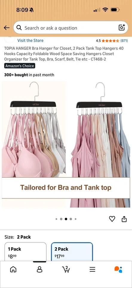 TOPIA HANGER Bra & Tank Top Hangers (2 sets of 2-pack) - photo 2