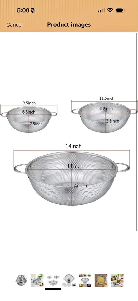 Stainless Steel Kitchen Bowl & Colander Set