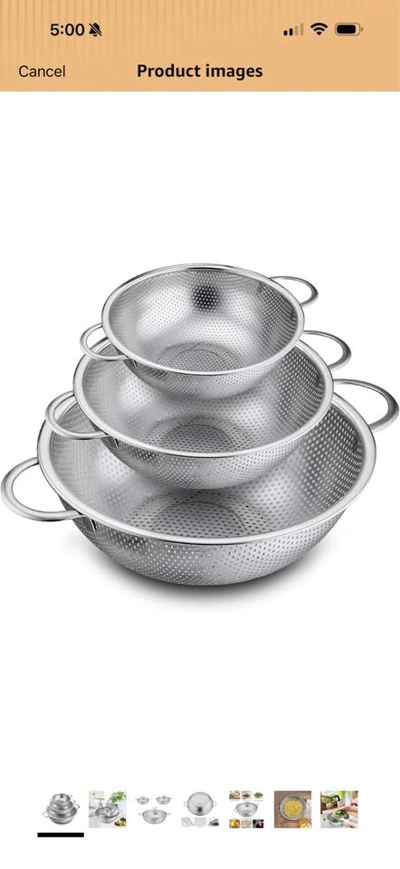 Stainless Steel Kitchen Bowl & Colander Set - photo 2