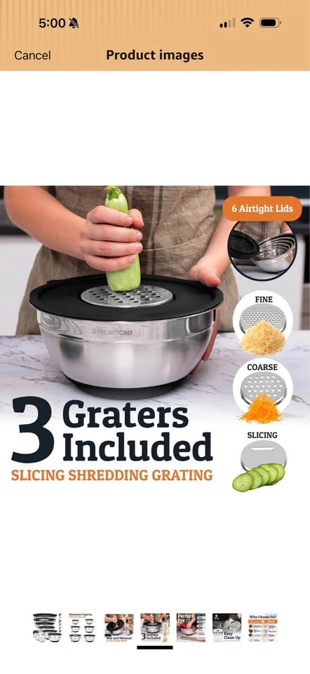 Stainless Steel Kitchen Bowl & Colander Set - photo 4
