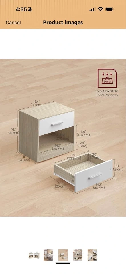 VASAGLE Nightstands Set of 2 – Beige & White - photo 3