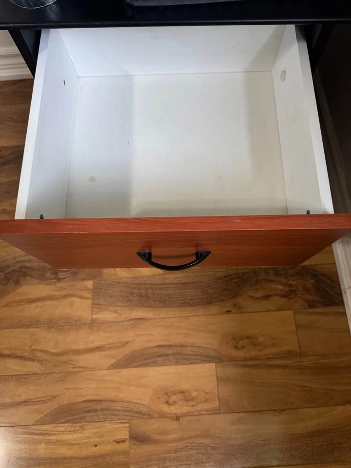 Black and wood tone 1 drawer + shelf nightstand - photo 2