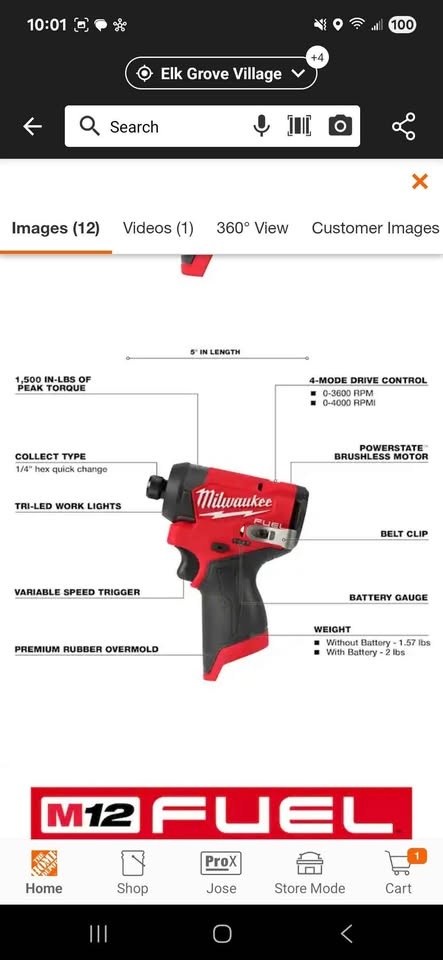 Milwaukee m12 1/4 hex impact driver. New - photo 2