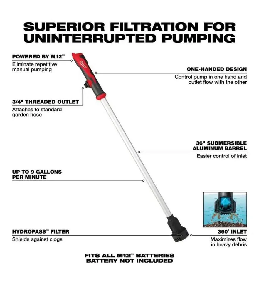Milwaukee M12 Cordless Water Transfer Pump image indicator(7)