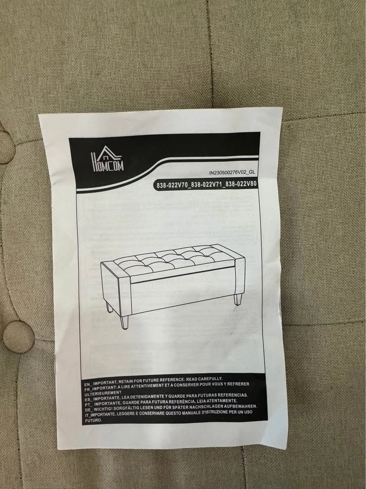 HOMCOM beige tufted storage ottoman bench - photo 3