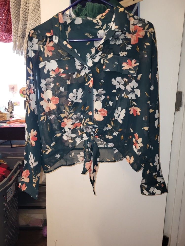 Adrianna Papell Multicolor Chiffon Blouse - Size S - photo 5