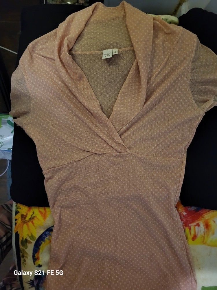 Sweet Pea Sheer Pink Polka Dot Blouse - Size S - photo 4