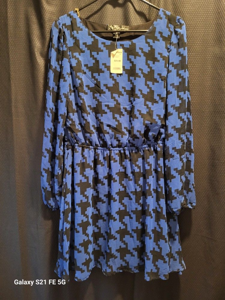 Blue/Black Houndstooth Dress – Size M (New With Ta - photo 2