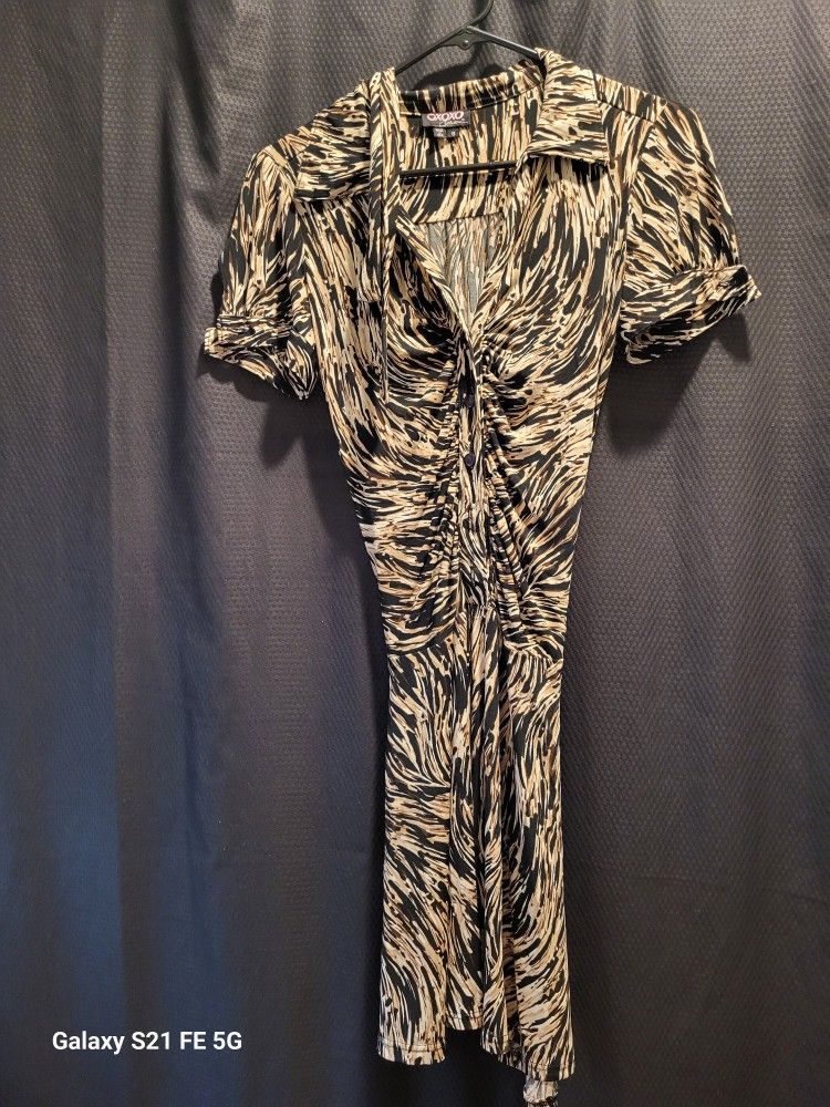 Brown/Black Printed Dress